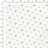 Tissu - Feuilles vertes et fleurs blanches
