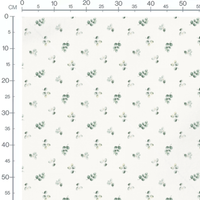 Tissu - Feuilles vertes et fleurs blanches