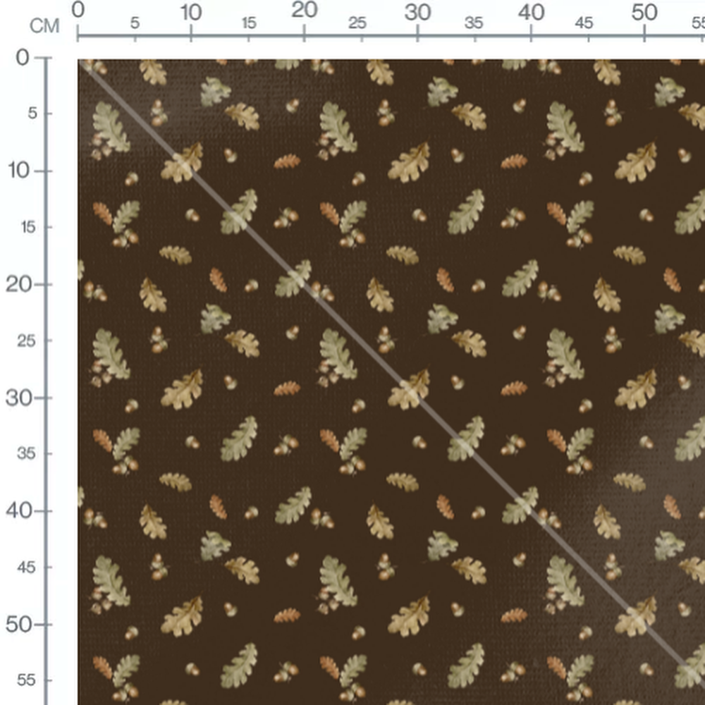 Tissu - Feuilles et glands marron