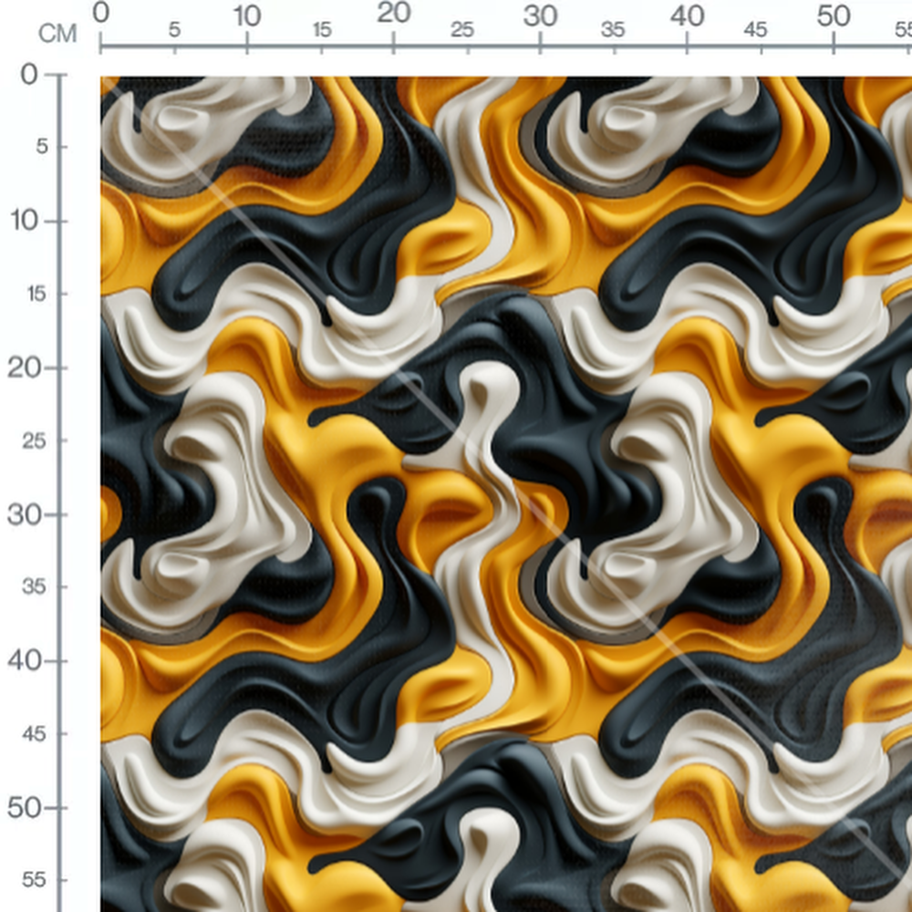 Tissu - Marbrures Noires et Dorées