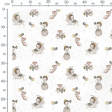Tissu - Enfants et renards en ballons