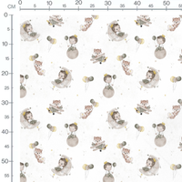 Tissu - Enfants et renards en ballons