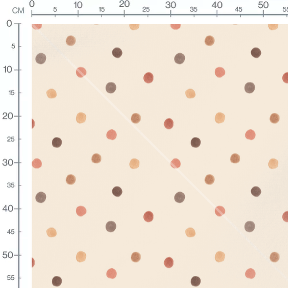 Tissu - Pois multicolores sur crème