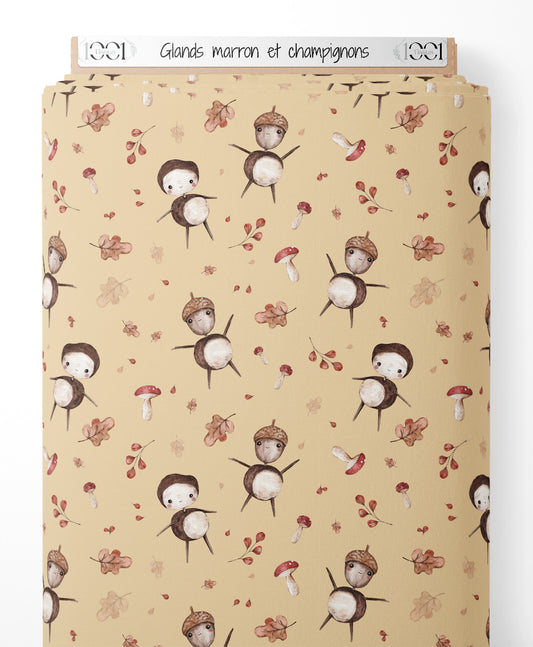 Tissu - Glands marron et champignons