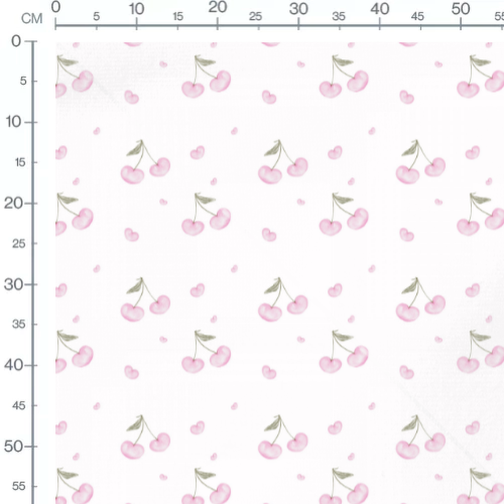 Tissu - Cerises roses aquarelle douce