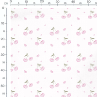 Tissu - Cerises roses aquarelle douce