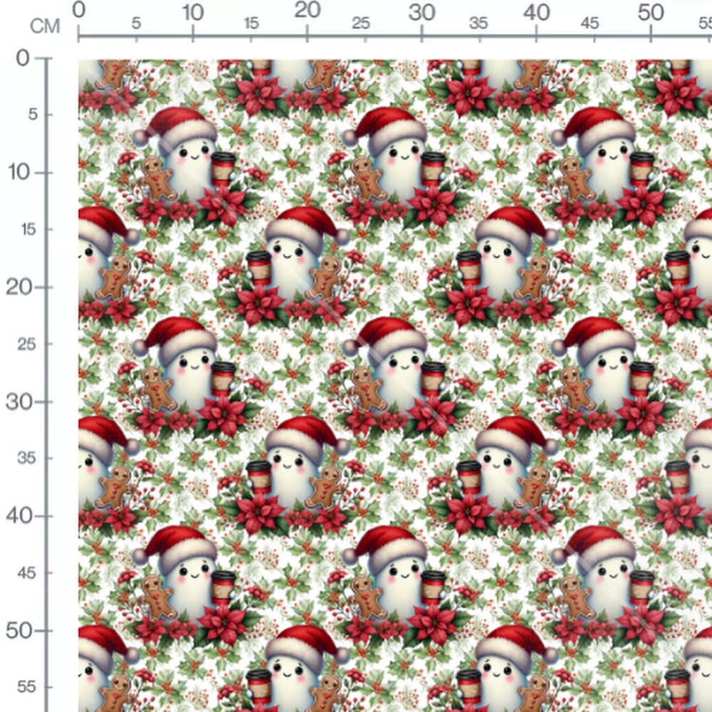 Tissu - fantome de Noel cafe et pain d’epices