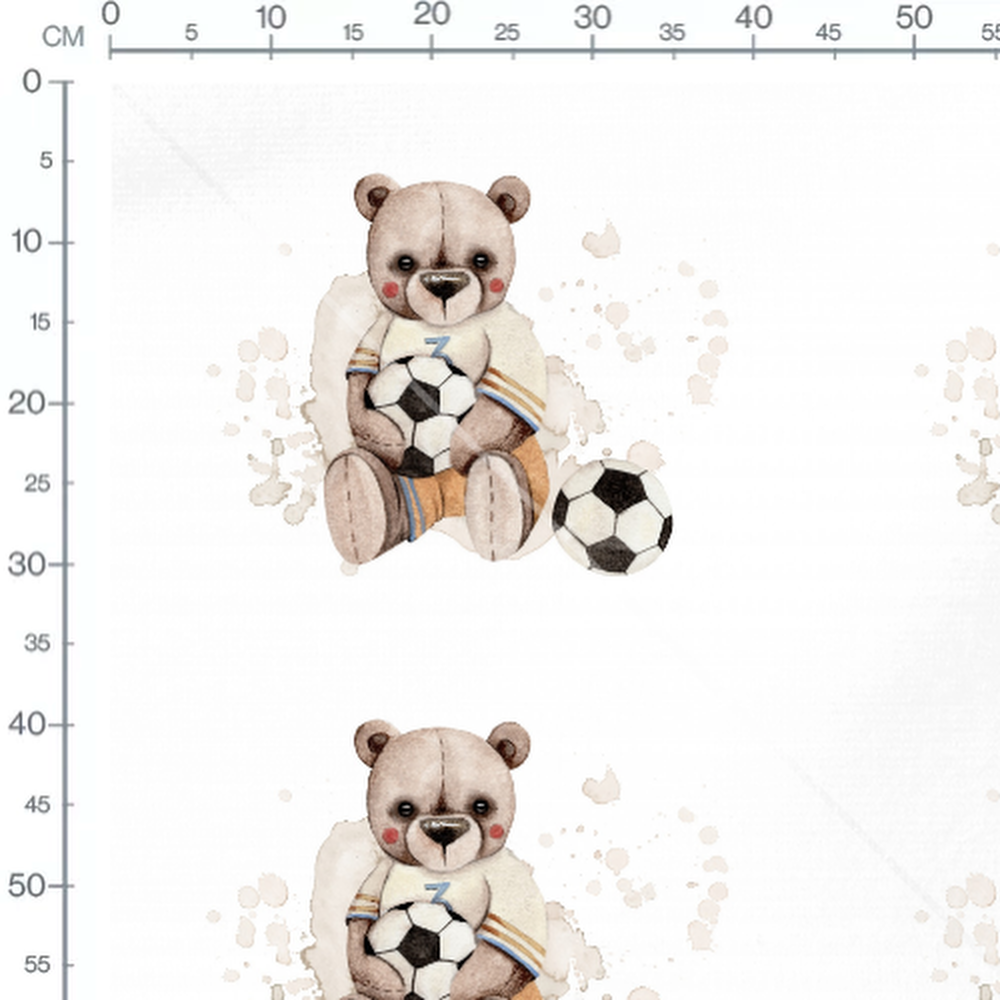 Tissu - Ourson avec ballon de football