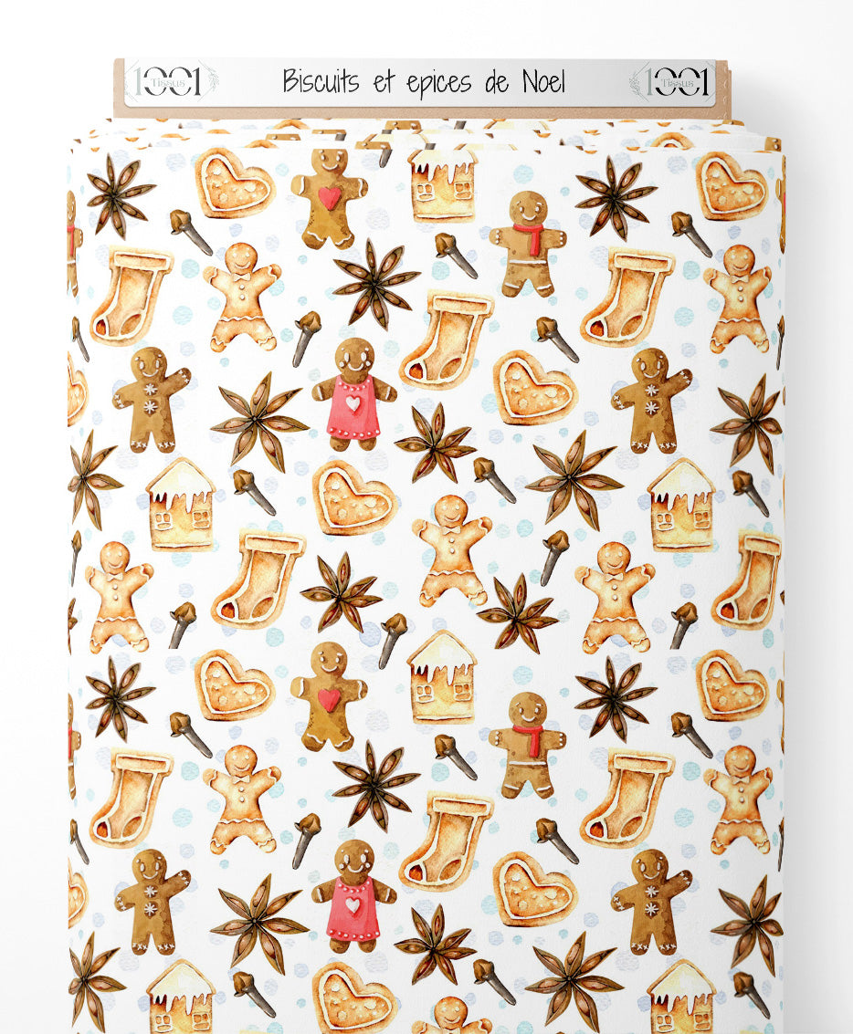 Tissu - Biscuits et épices de Noël