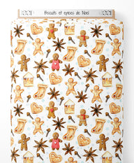 Tissu - Biscuits et épices de Noël