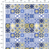 Tissu - Carreaux harmonieux en bleu