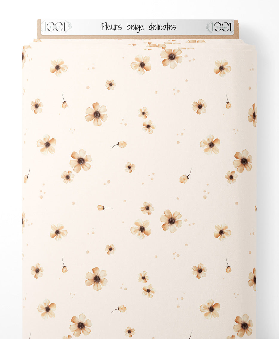Tissu - Fleurs beige délicates