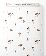 Tissu - Champignons marron aquarelle