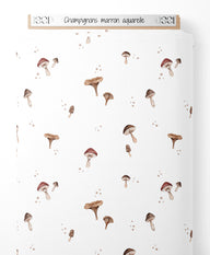 Tissu - Champignons marron aquarelle