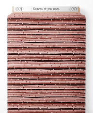 Tissu - Rayures et pois roses