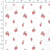 Tissu - Radis souriants et points rouges