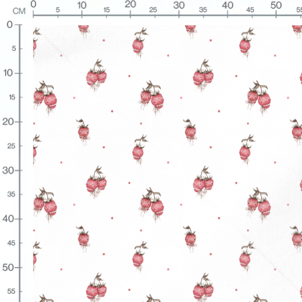 Tissu - Radis souriants et points rouges