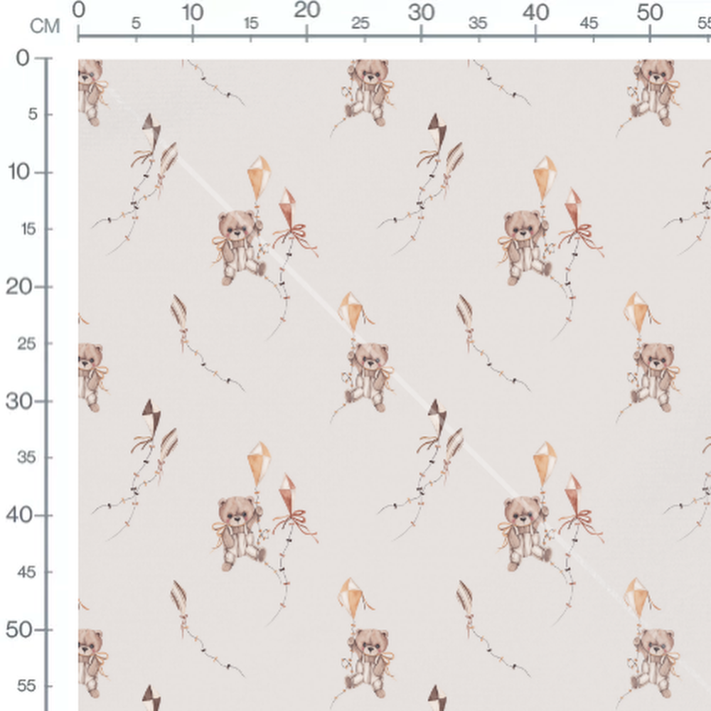 Tissu - Oursons avec cerfs-volants