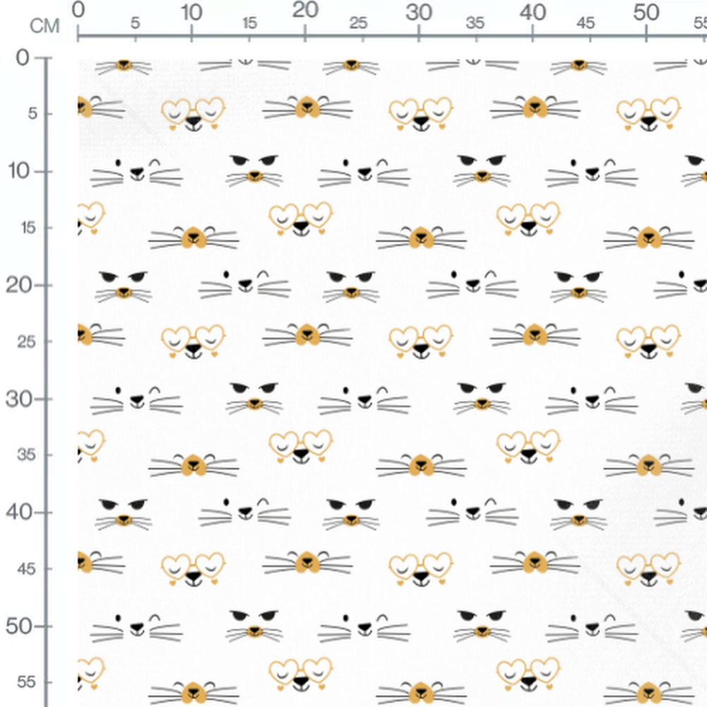 Tissu - Visages de chats stylisés