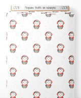 Tissu - Pingouins festifs en écharpes