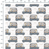 Tissu - Animaux dans bus bleu