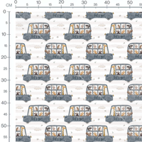 Tissu - Animaux dans bus bleu