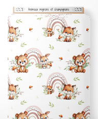 Tissu - Animaux mignons et champignons
