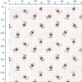 Tissu - Oursons beige sur quadrillage