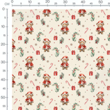 Tissu - Pommes de pin blanches et beige