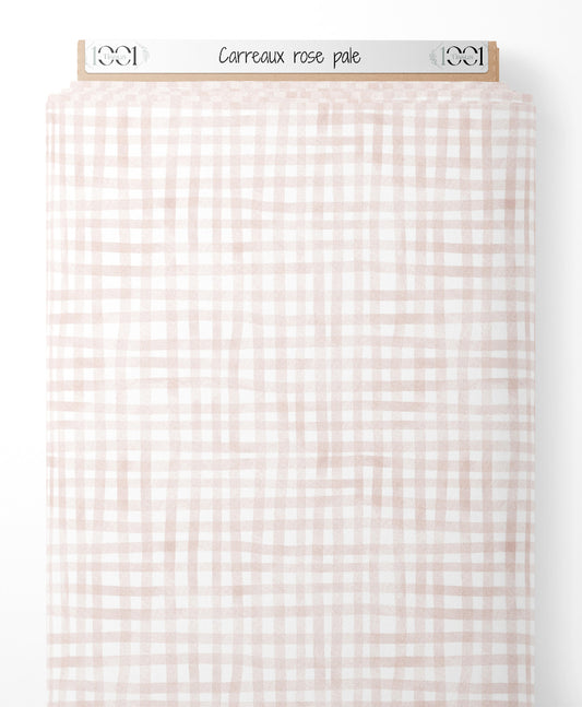 Tissu - Carreaux rose pâle