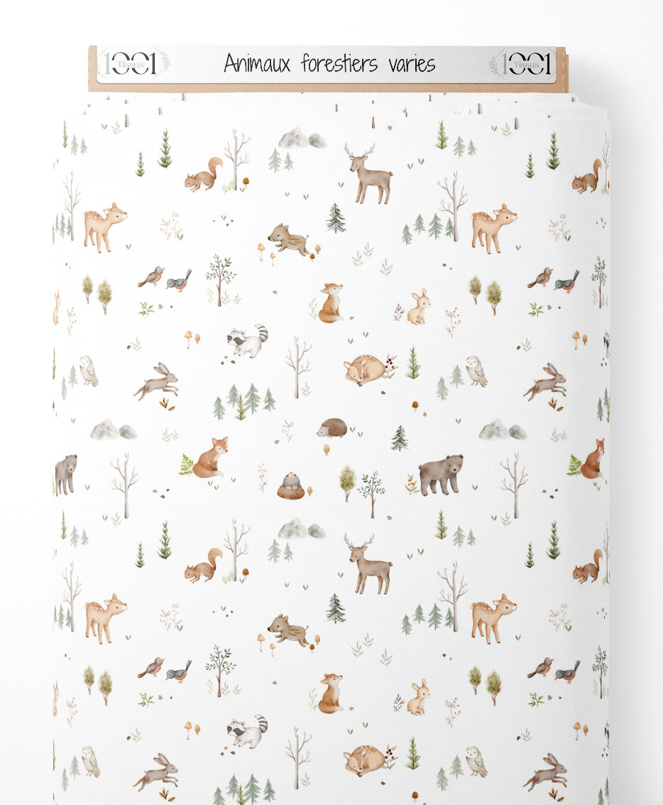 Tissu - Animaux forestiers variés