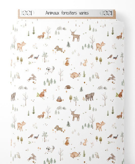 Tissu - Animaux forestiers variés