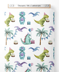 Tissu - Dinosaures fête d'anniversaire