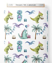 Tissu - Dinosaures fête d'anniversaire