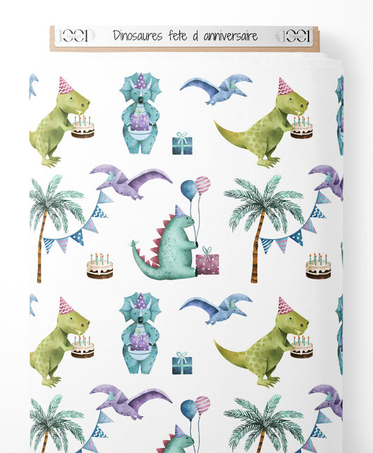 Tissu - Dinosaures fête d'anniversaire