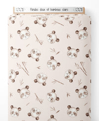 Tissu - Pandas doux et bambous clairs