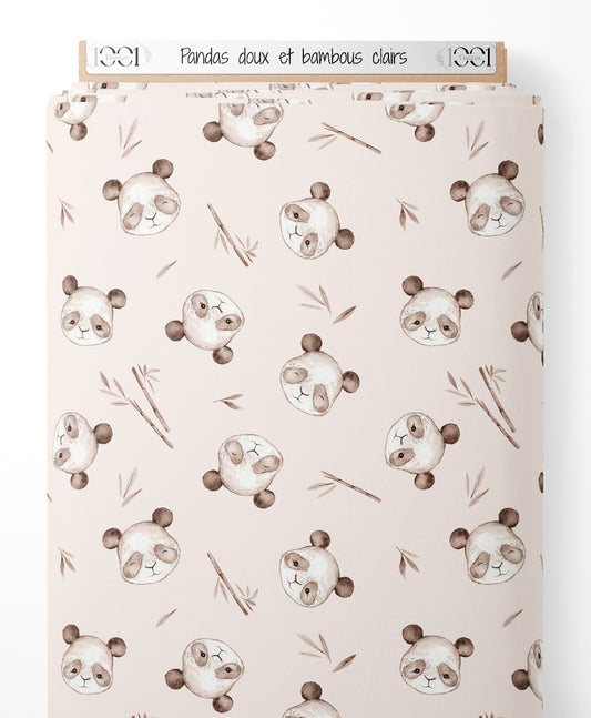 Tissu - Pandas doux et bambous clairs