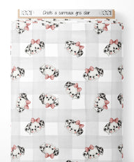 Tissu - Chiots à carreaux gris clair