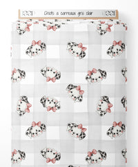 Tissu - Chiots à carreaux gris clair