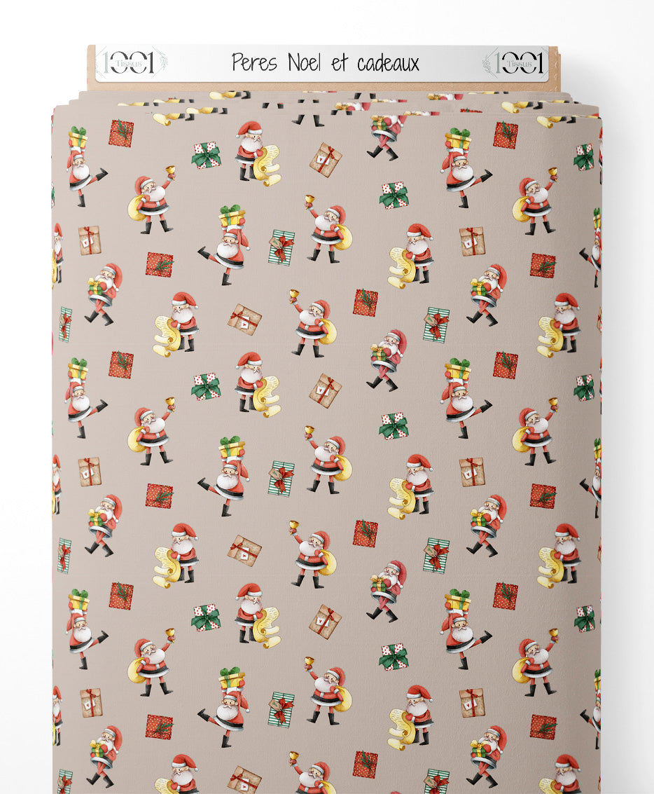 Tissu - Pères Noël et cadeaux