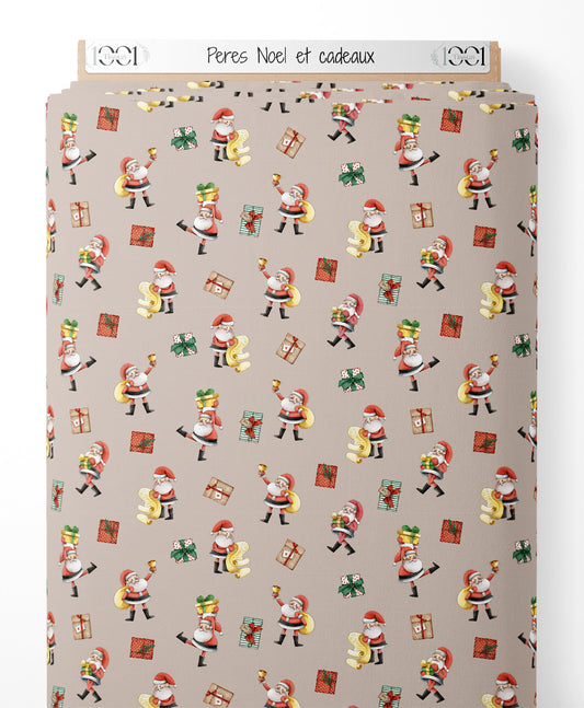 Tissu - Pères Noël et cadeaux