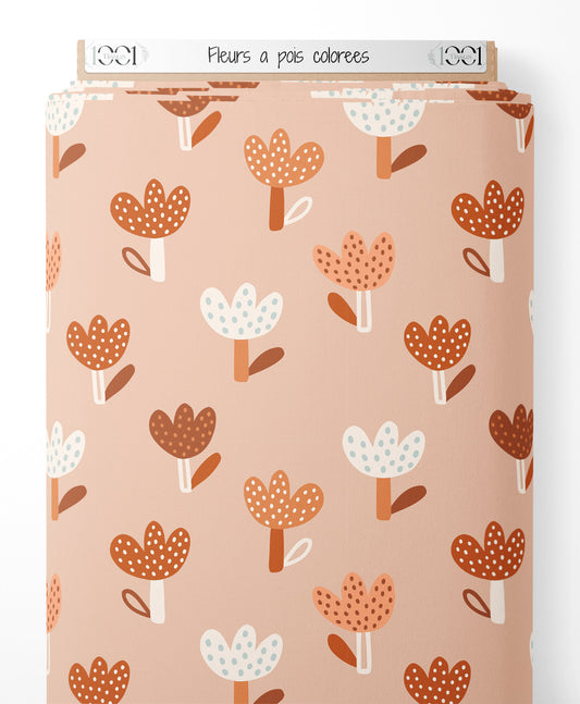 Tissu - Fleurs à pois colorées