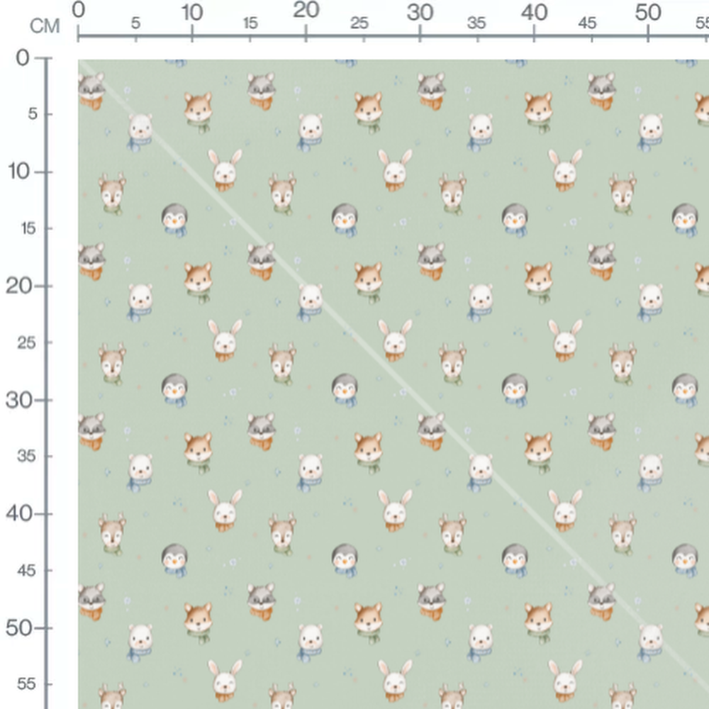 Tissu - Animaux en écharpes et flocons