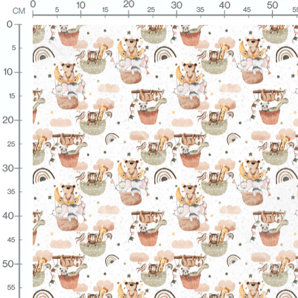 Tissu - Animaux mignons en vol