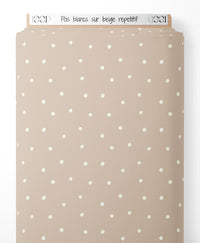 Tissu - Pois blancs sur beige répétitif