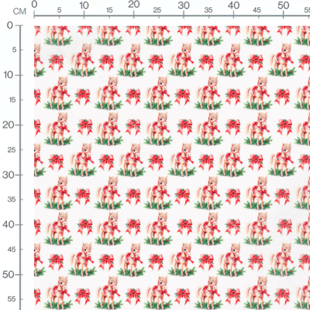 Tissu - Poneys et nœuds rouges
