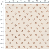 Tissu - Ours marron clair sur beige