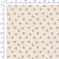 Tissu - Ours marron clair sur beige