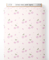Tissu - Cerises roses pastel légères