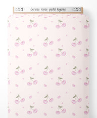 Tissu - Cerises roses pastel légères